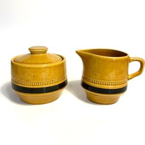 Vintage 70's Fuji-Stone Tahiti Creamer & Sugar Bowl Set